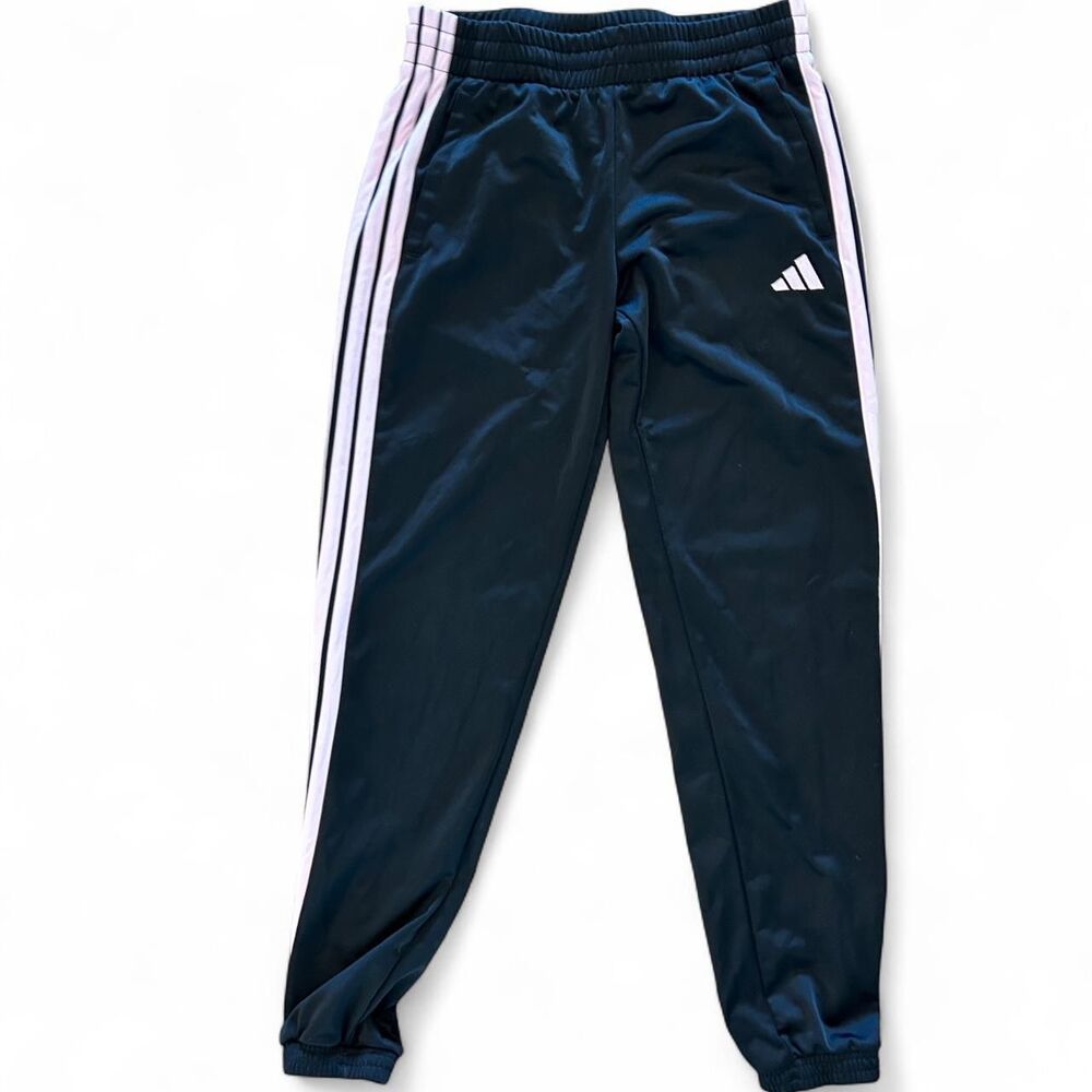 Adidas Women's Black and Pink Joggers - Size Small